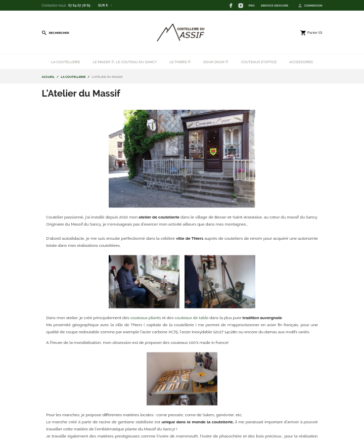 capture ecran 1 site coutellerie du massif